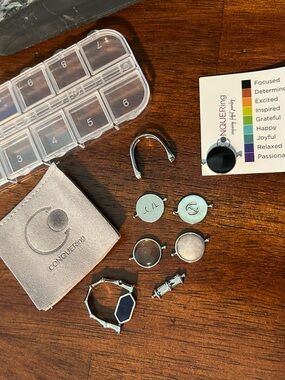 Silver Interchangeable Mood Ring Set with Black Accent